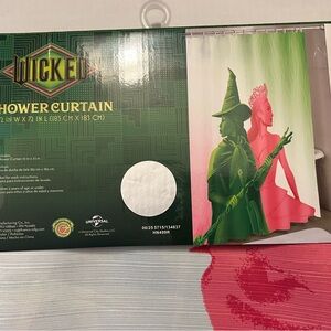 NWT “Wicked” Themed Shower Curtain Pink Green Design Water Resistant Fabric